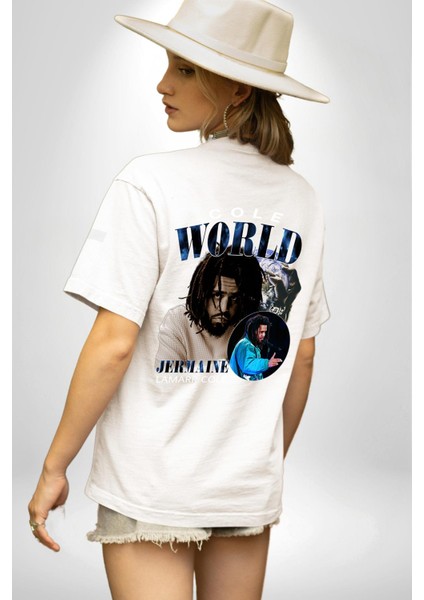 J. Cole K-Pop Şarkıcı Rap Dünyasının Ikonu Beyaz Oversize Kadın Erkek Ön ve Sırt Baskılı Tişört fiyatları