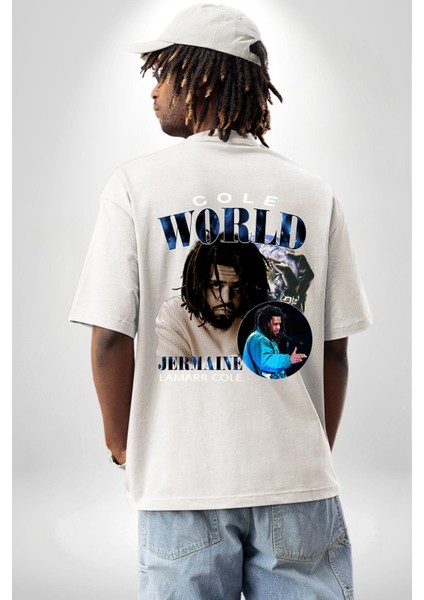 J. Cole K-Pop Şarkıcı Rap Dünyasının Ikonu Beyaz Oversize Kadın Erkek Ön ve Sırt Baskılı Tişört indirimleri
