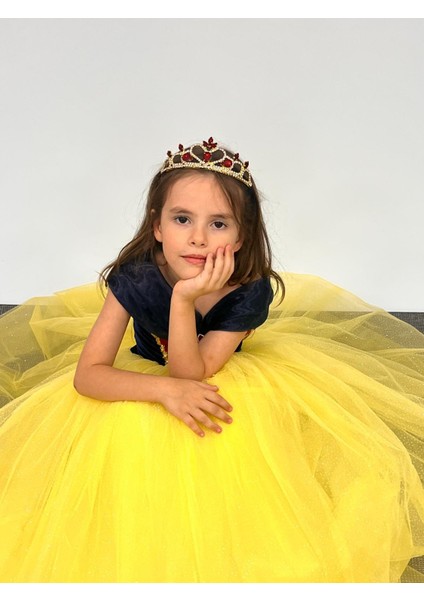 Kız Çocuk Kostüm Kasnaklı Pamuk Prenses Düşük Omuz Detaylı Prenses 3-8 Yaş modelleri