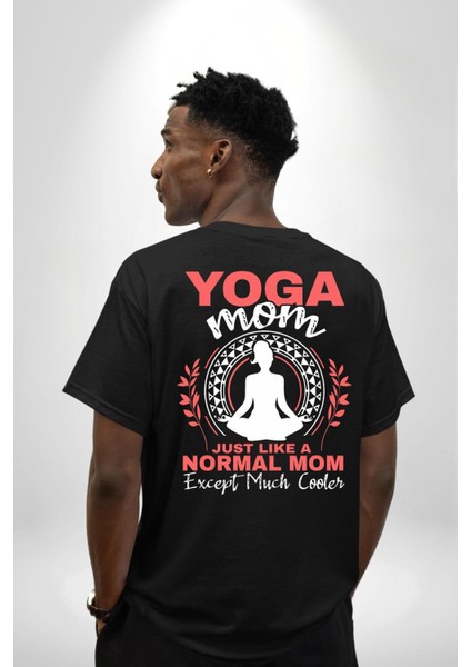Yoga ve Anne Temalı Komik Siyah Oversize Kadın Erkek Ön ve Sırt Baskılı Tişört fiyatları