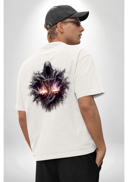 Terazi Burçu Özel Tasarım Beyaz Oversize Kadın Erkek Ön ve Sırt Baskılı Tişört fiyatları