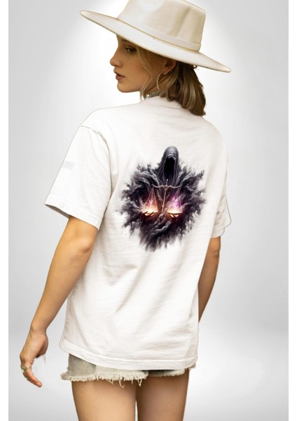 Terazi Burçu Özel Tasarım Beyaz Oversize Kadın Erkek Ön ve Sırt Baskılı Tişört indirimleri