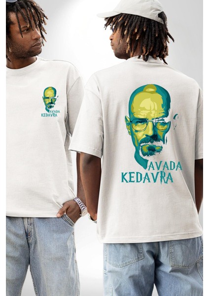 Kimyasal Büyü Breaking Bad Avada Kedavra Beyaz Oversize Kadın Erkek Ön ve Sırt Baskılı Tişört