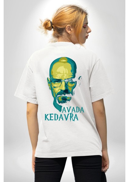 Kimyasal Büyü Breaking Bad Avada Kedavra Beyaz Oversize Kadın Erkek Ön ve Sırt Baskılı Tişört indirimleri