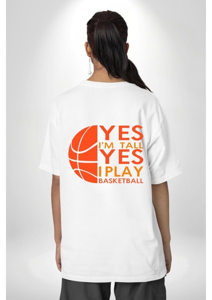 Basketbol Severlere Özel Beyaz Oversize Kadın Erkek Ön ve Sırt Baskılı Tişört fiyatları