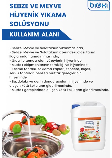 Sebze Meyve Yıkama ve Mutfak Yüzey Hijyen Solüsyon, Doğal ve Kalıntı Bırakmayan Solüsyon 5 Lt modelleri