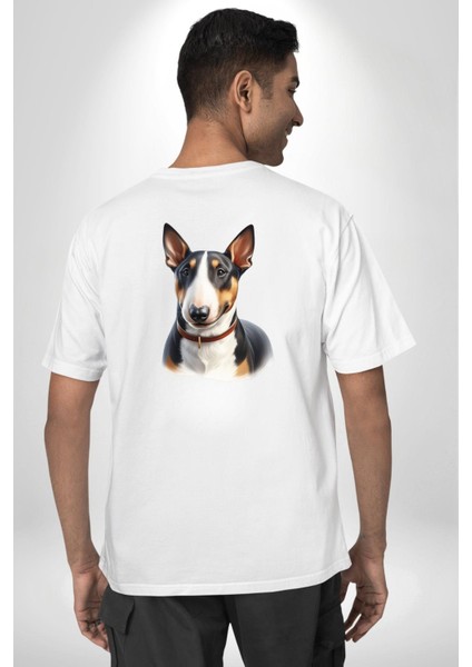 Cesur Miniature Bull Terrier Köpek Beyaz Oversize Kadın Erkek Ön ve Sırt Baskılı Tişört fiyatları