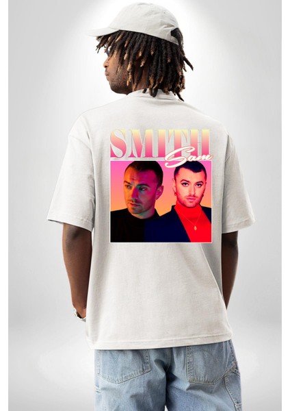 Sam Smith Müzik Beyaz Oversize Kadın Erkek Ön ve Sırt Baskılı Tişört indirimleri