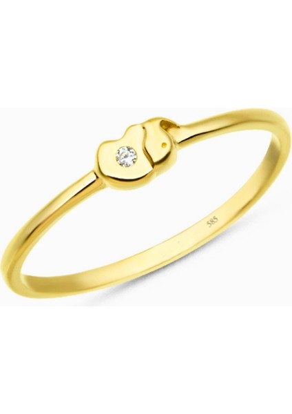 14 Ayar Altın Ince Fil Yüzük, Aşk Fil Yüzüğü, Hayvan Sever Takı