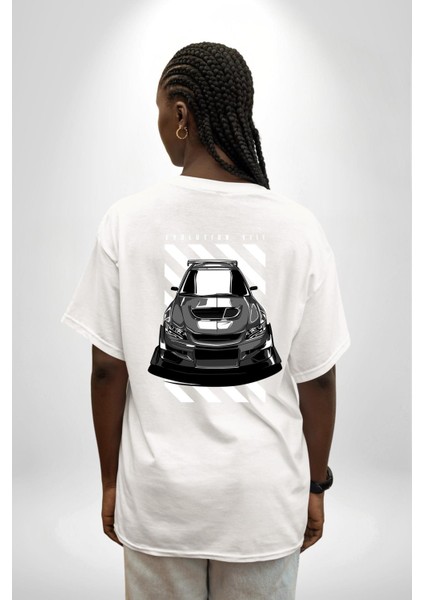 Beyaz Beyaz Spor Hatchback Araba Beyaz Oversize Kadın Erkek Ön ve Sırt Baskılı Tişört fiyatları