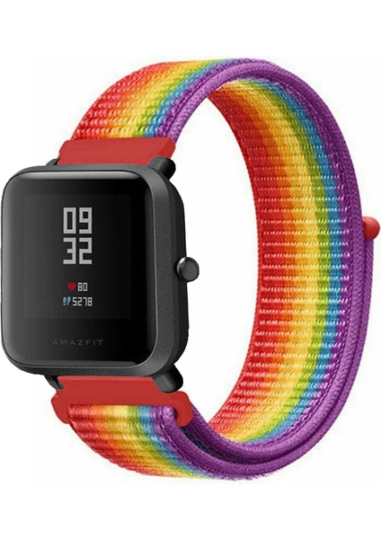 Amazfit Bip ve Bip Lite Akıllı Saat Uyumlu Spor Kumaş Desenli Cırt Cırtlı Kordon Kayış
