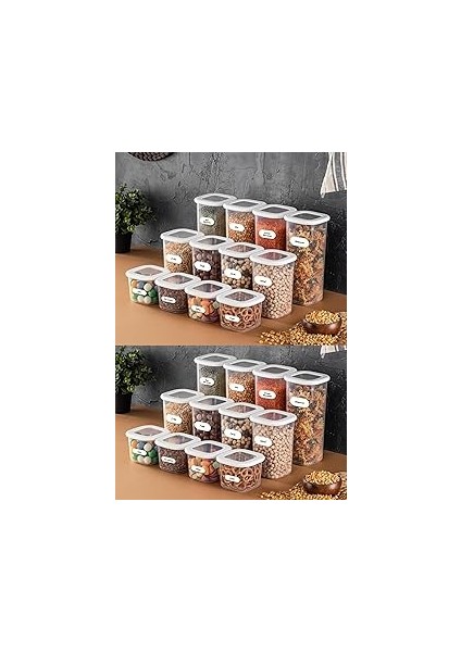 Foly Etiketli Erzak Saklama Kabı 24'lü Set 8x(0,55 Litre, 1,2 Litre, 1,75 Litre)