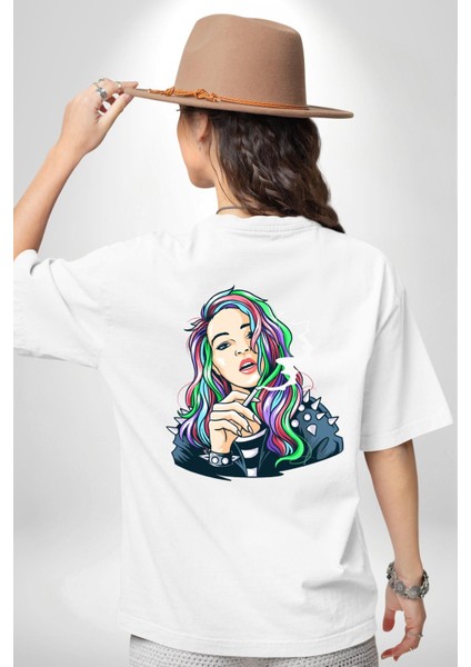 Yasakları Yık, Renkleri Yakala! Beyaz Oversize Kadın Erkek Ön ve Sırt Baskılı Tişört indirimleri