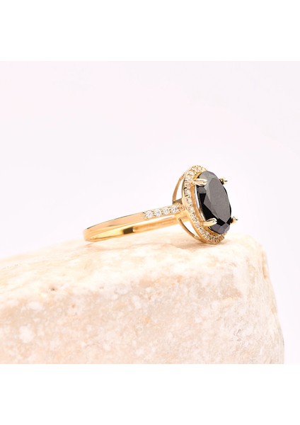 Siyah Oniks Tektaş Altın Yüzük, Doğal Oniks Altın Takı, 14K Altın Nişan Yüzüğü, Doğum Taşı Alyans modelleri