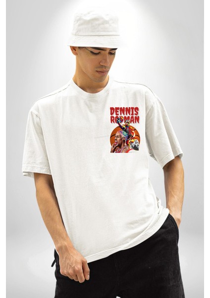 Basketbolun Efsane Ismi Renkli Yüzü Beyaz Oversize Kadın Erkek Ön ve Sırt Baskılı Tişört modelleri