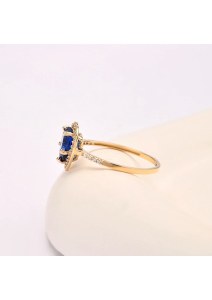 14 Ayar Altın Kalp Kesim Safir Yüzük, Safir Gelin Yüzüğü, Yıldönümü Nişan Yüzüğü fırsatları