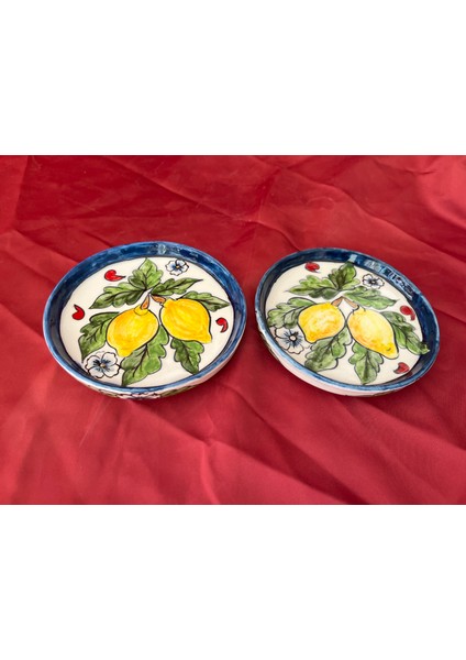 Limon Desenli El Yapımı Çini Tabak Seti fırsatları
