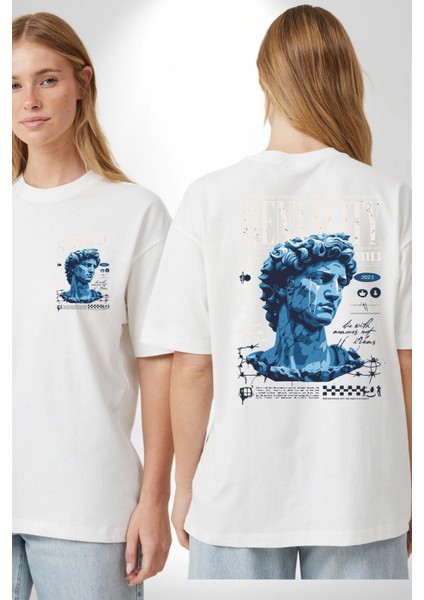 Mentalite ve Güç Zihinsel Miras Derin Düşünceler Beyaz Oversize Kadın Erkek Ön ve Sırt Baskılı Tişört