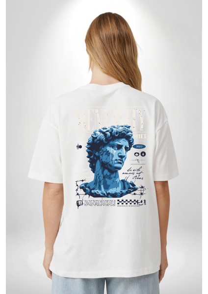 Mentalite ve Güç Zihinsel Miras Derin Düşünceler Beyaz Oversize Kadın Erkek Ön ve Sırt Baskılı Tişört fiyatları