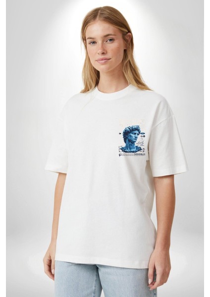 Mentalite ve Güç Zihinsel Miras Derin Düşünceler Beyaz Oversize Kadın Erkek Ön ve Sırt Baskılı Tişört modelleri