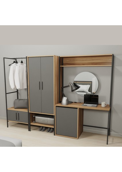 Modulago Otel Iki Kapaklı Dolap Antrasit Ceviz fırsatları