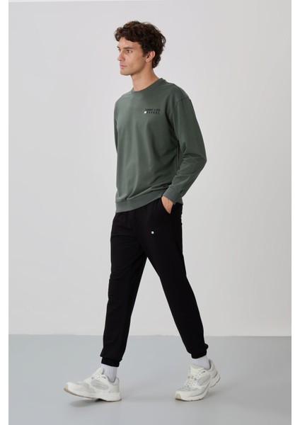 Çağla - Siyah Casual O Yaka Lastik Paça Erkek Oversize Eşofman Takımı - 85120