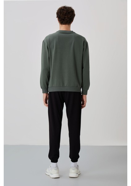 Çağla - Siyah Casual O Yaka Lastik Paça Erkek Oversize Eşofman Takımı - 85120