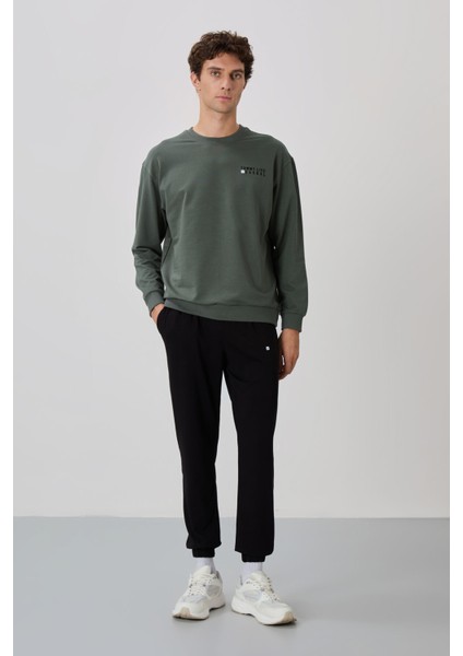 Çağla - Siyah Casual O Yaka Lastik Paça Erkek Oversize Eşofman Takımı - 85120