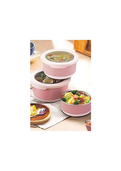 Vip Ahmet Yuvarlak Saklama Kabı 730 ml Pembe VP-935, Pembe
