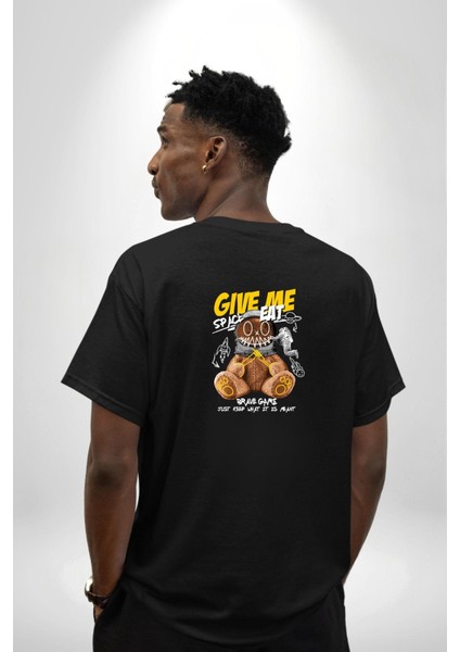 Astronot Ayı Grafik Tasarımı Siyah Oversize Kadın Erkek Ön ve Sırt Baskılı Tişört fiyatları