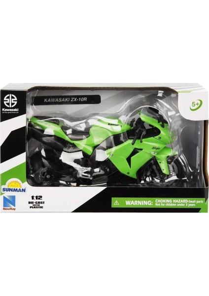 Çocuk Eğitici OYUNCAK42447 Sun-Kawasakı ZX-10R 2006 Yeşil 1:12