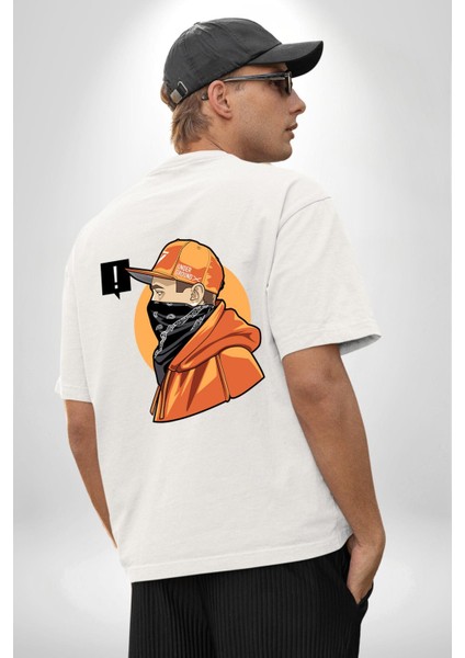 Sokak Tarzı Baskılı Gençler Için Grafik Tasarım Beyaz Oversize Kadın Erkek Ön ve Sırt Baskılı Tişört fiyatları