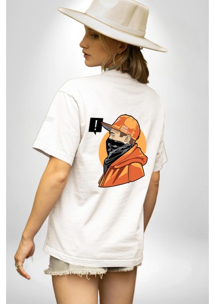 Sokak Tarzı Baskılı Gençler Için Grafik Tasarım Beyaz Oversize Kadın Erkek Ön ve Sırt Baskılı Tişört indirimleri