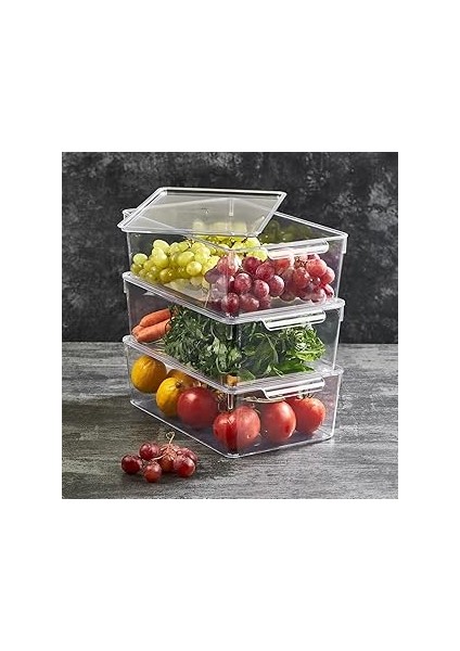 1 Adet Kırılmaz Şefaf Akrilik Kapaklı Buzdolabı Organizeri | Buzdolabı Içi Düzenleyici | Se