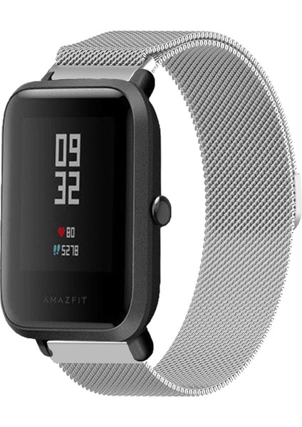 Amazfit Bip Bipu Bips Bipupro Bip3 Uyumlu Kordon Hasır Metal Örgü Mıknatıslı Milano Kayış
