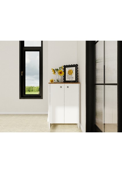 Assos 2 Kapaklı Ayakkabılık / Dolap Amalfi-Beyaz