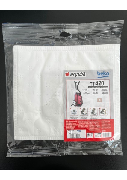 15 Adet Arçelik- Beko TT420 Elektrikli Süpürge Sentetik Toz Torbası