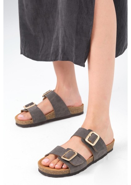 Lily Antrasit Ortopedik Mantar Tabanlı Terlik modelleri