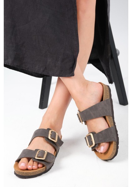 Lily Antrasit Ortopedik Mantar Tabanlı Terlik fırsatları