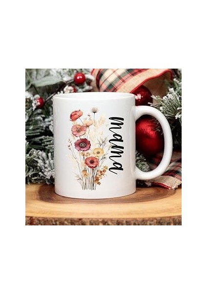 Print Dore Çiçek Hediyesi Kahve Kupa, Doğum Günü Hediyeleri, Aile Hediyeleri, Ingilizce Kahve