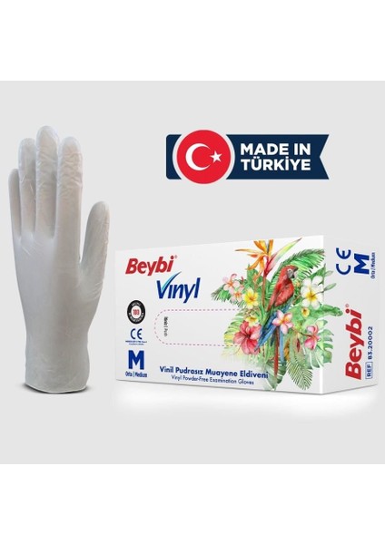 Beybi Vinyl S Vinil Pudrasız Muayene Eldiven 100'LÜK Kutu