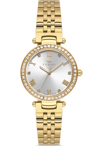 FL21593AWT-B Quartz Çelik Altın Rengi 30 mm Kadın Kol Saati