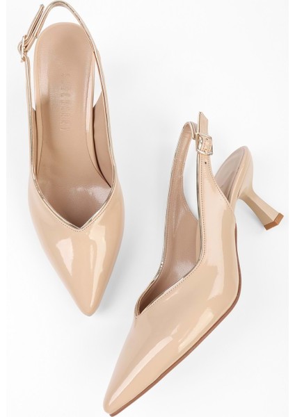 Kadın Saphira Ten Rugan Kısa Topuklu Stiletto