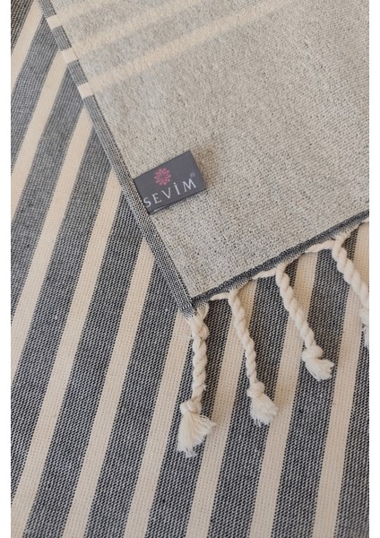 %100 Pamuk Çizgili Plaj-Şezlong Örtüsü-Peştemal-Antrasit Peştemal fırsatları