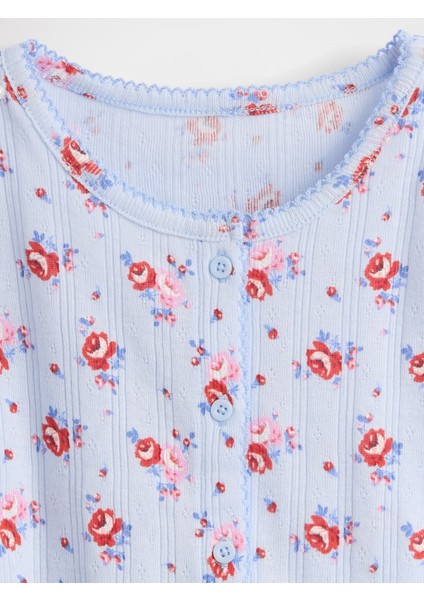 Kız Bebek Açık Mavi Pointelle Fitilli T-Shirt fiyatları