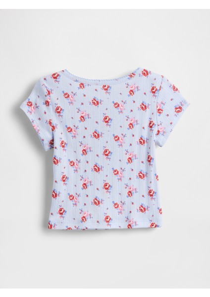 Kız Bebek Açık Mavi Pointelle Fitilli T-Shirt modelleri