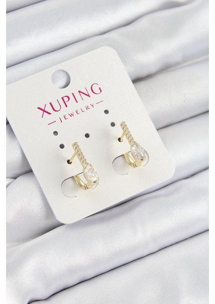 Xuping Zirkon Taşlı I Model Gold Renk Kadın Küpe