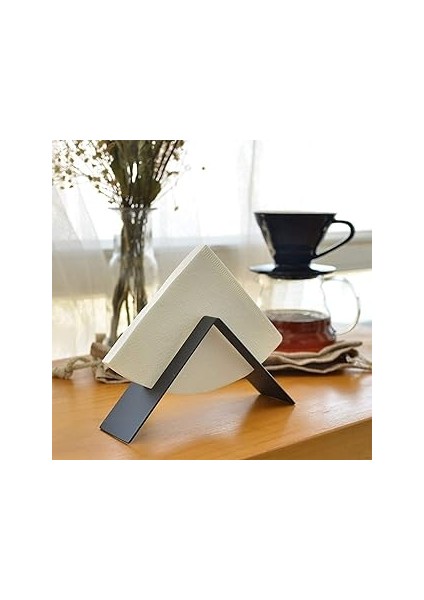 Thorqart Filtre Kahve Kağıdı Tutucu Stand Aparatı Dekoratif Metal Peçetelik, Siyah