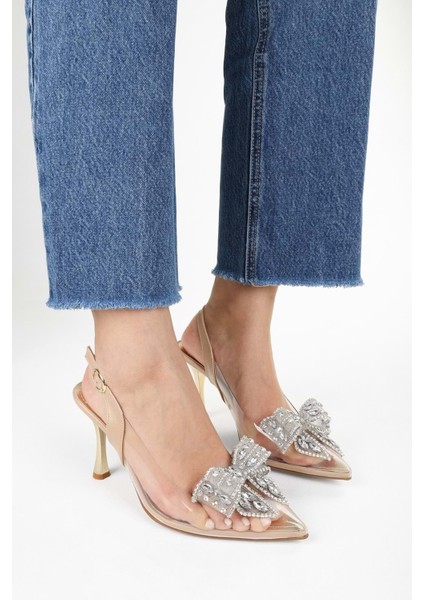 Kadın Lumi Ten Şeffaf Ince Topuklu Ayakkabı