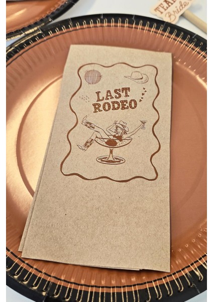 Last Rodeo Konsept Kraft Renk Bekarlığa Veda Peçete 12'li Paket